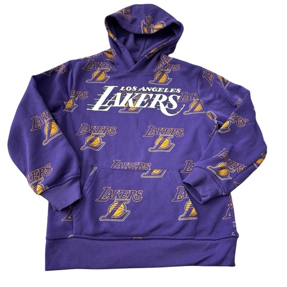 NBA Other - Los Angeles NBA Lakers Logo Purple & Gold Pullover Hoodie Boys Sz 10/12